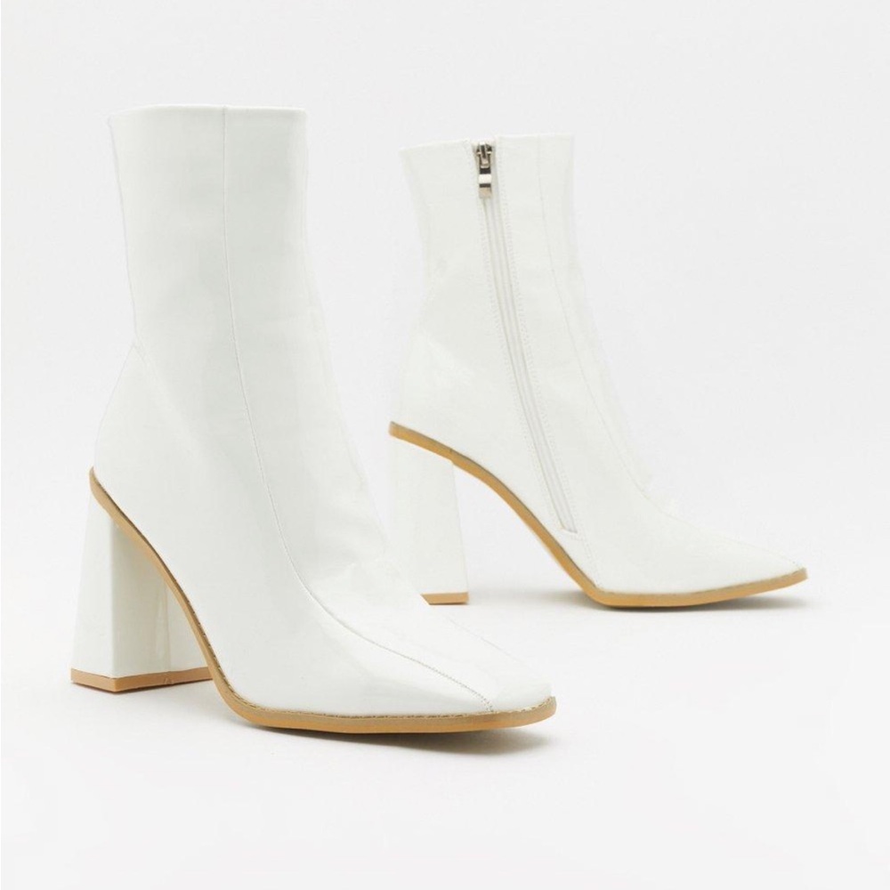 Nasty Gal Square Toe Patent Leather Ankle Boots